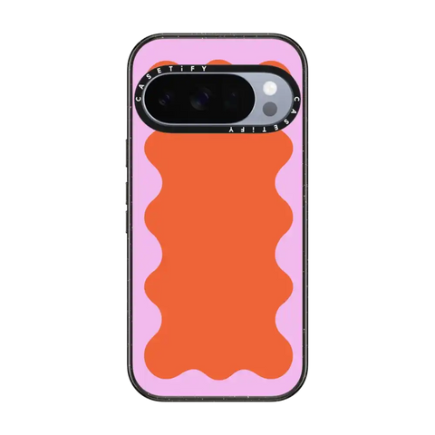 Pink Wavy Border on Orange