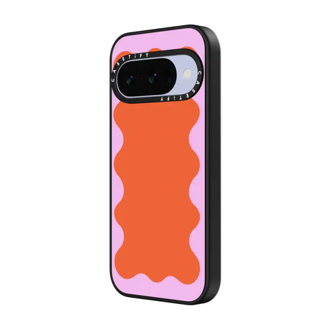 Pink Wavy Border on Orange