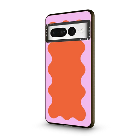 Pink Wavy Border on Orange