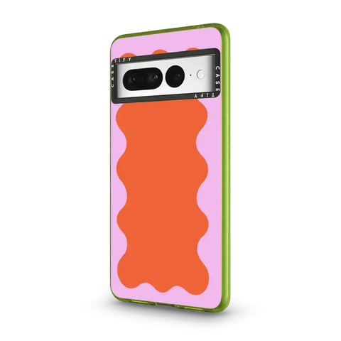 Pink Wavy Border on Orange