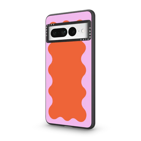 Pink Wavy Border on Orange