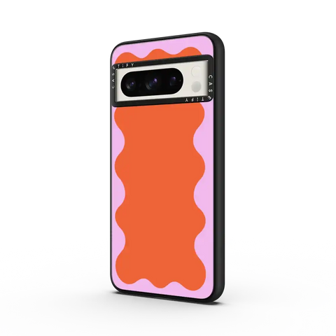Pink Wavy Border on Orange