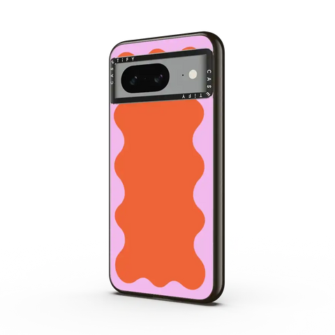 Pink Wavy Border on Orange
