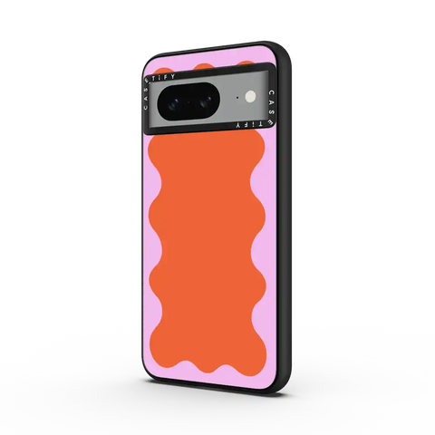 Pink Wavy Border on Orange
