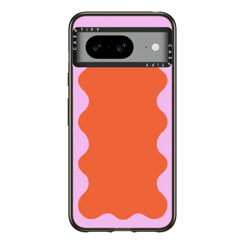 Pink Wavy Border on Orange