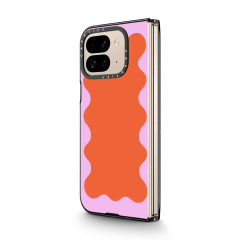 Pink Wavy Border on Orange