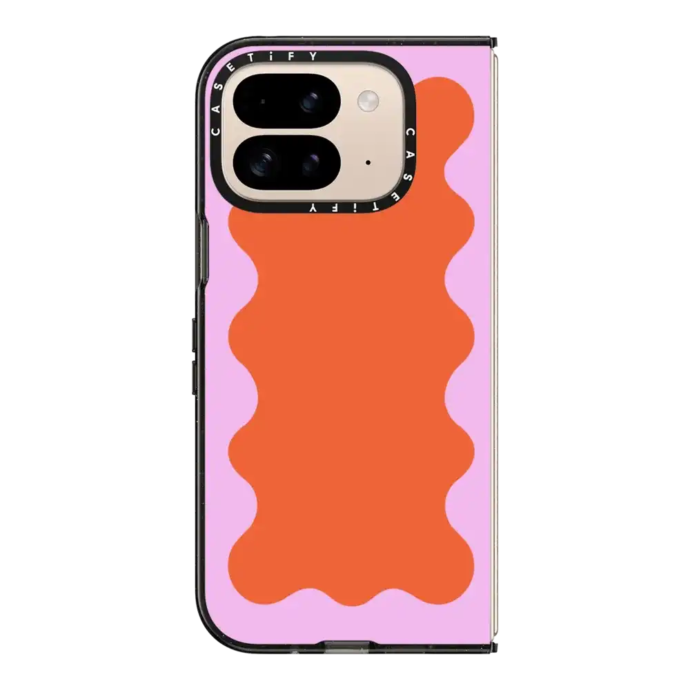 Pink Wavy Border on Orange