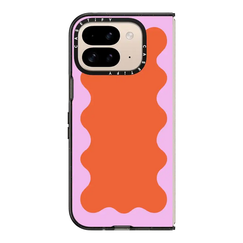 Pink Wavy Border on Orange