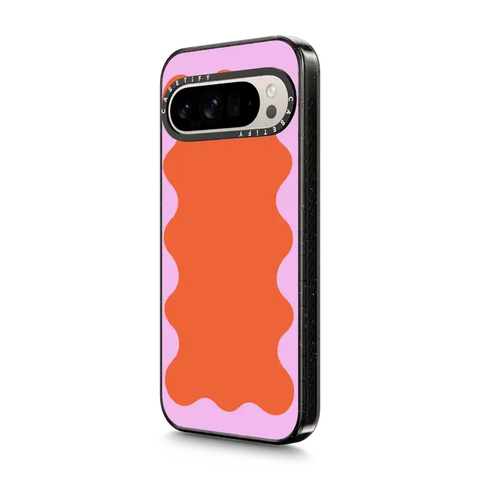Pink Wavy Border on Orange