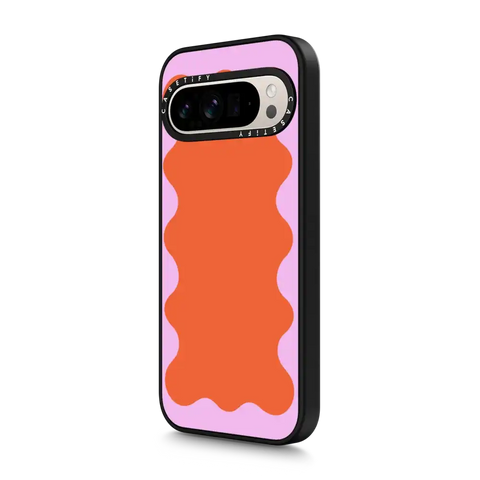 Pink Wavy Border on Orange