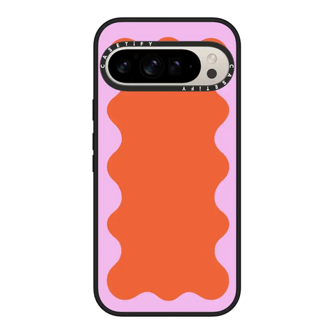 Pink Wavy Border on Orange