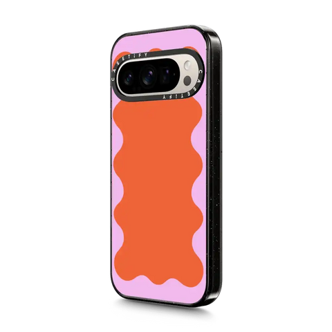 Pink Wavy Border on Orange