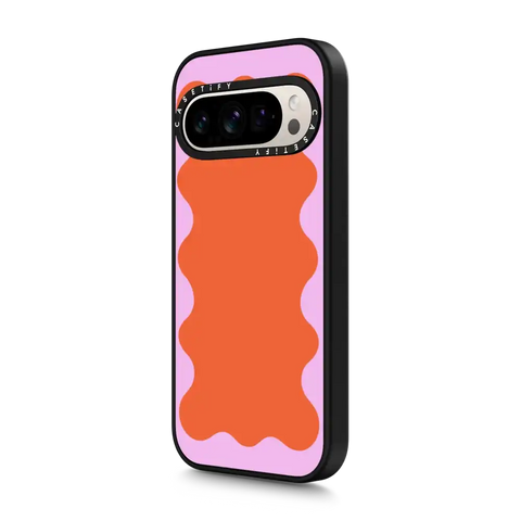 Pink Wavy Border on Orange