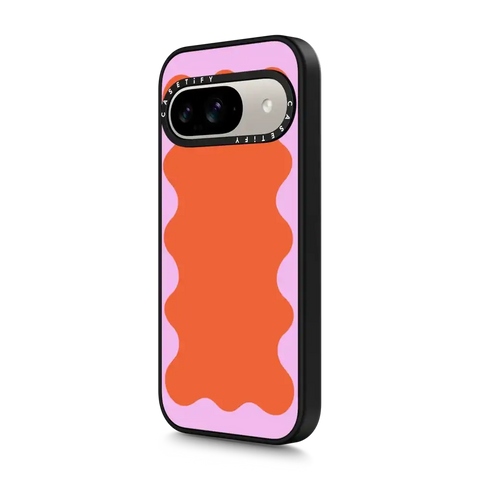 Pink Wavy Border on Orange