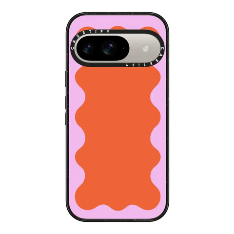 Pink Wavy Border on Orange
