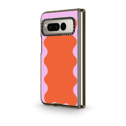 Pink Wavy Border on Orange