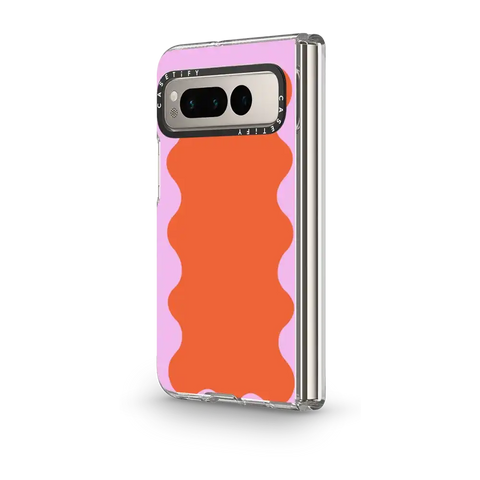Pink Wavy Border on Orange