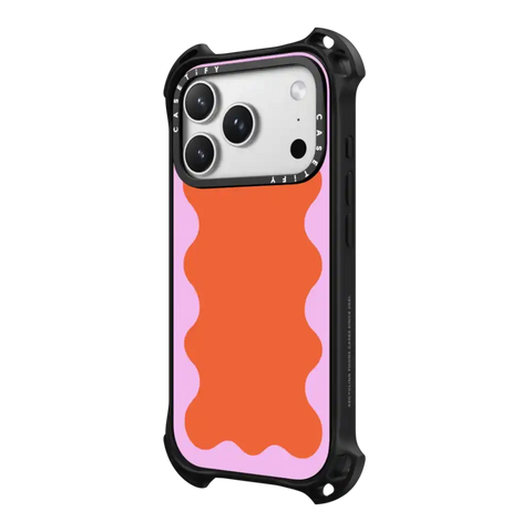 Pink Wavy Border on Orange