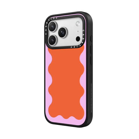 Pink Wavy Border on Orange