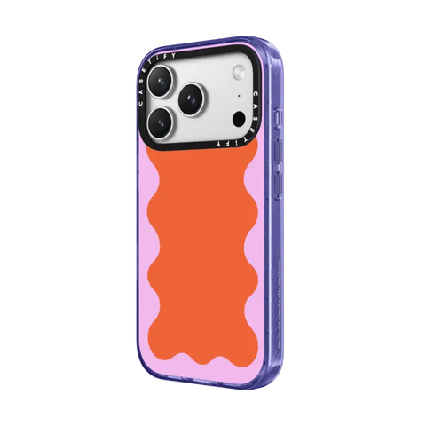 Pink Wavy Border on Orange