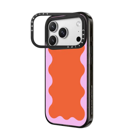 Pink Wavy Border on Orange