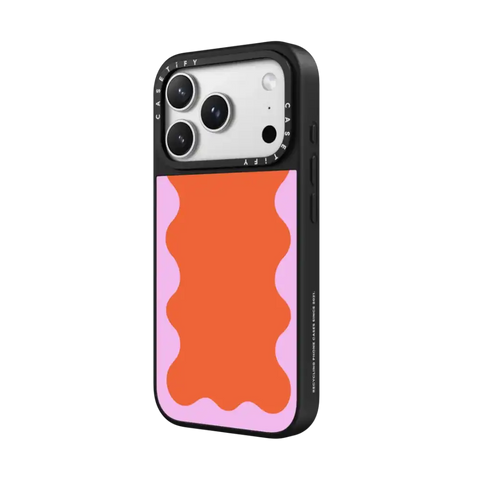 Pink Wavy Border on Orange