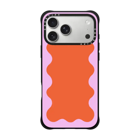 Pink Wavy Border on Orange