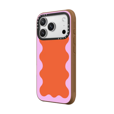 Pink Wavy Border on Orange