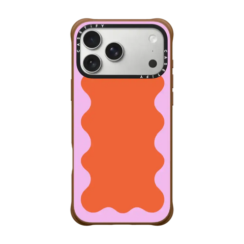Pink Wavy Border on Orange
