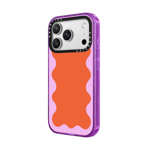 Pink Wavy Border on Orange