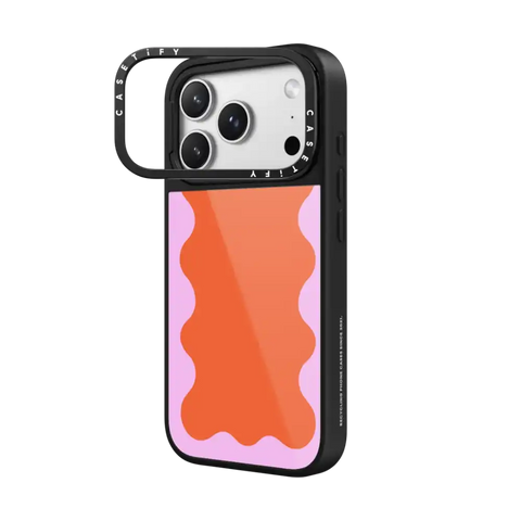 Pink Wavy Border on Orange