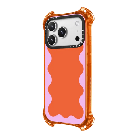 Pink Wavy Border on Orange