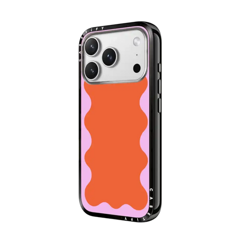 Pink Wavy Border on Orange