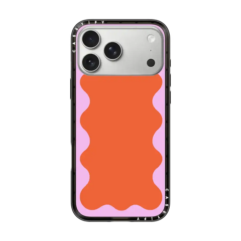Pink Wavy Border on Orange