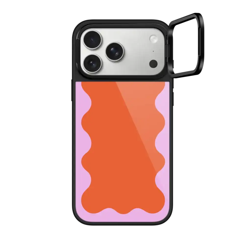 Pink Wavy Border on Orange