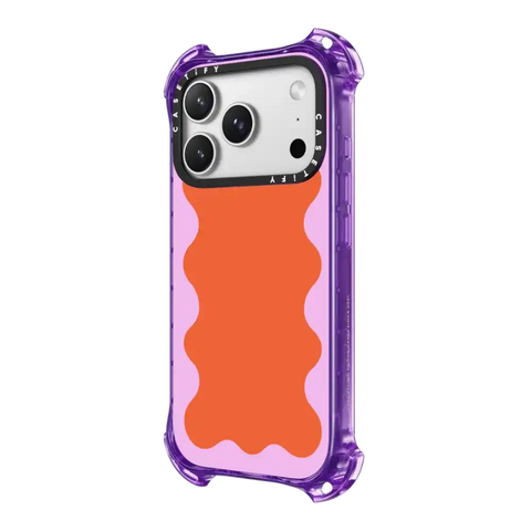 Pink Wavy Border on Orange