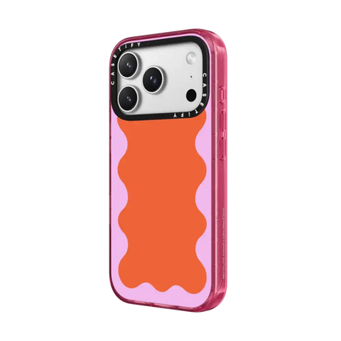 Pink Wavy Border on Orange