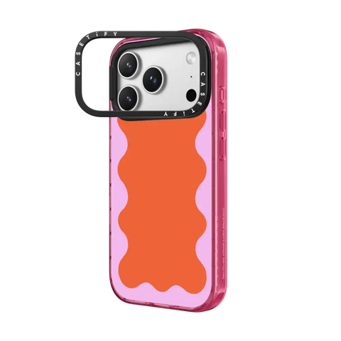 Pink Wavy Border on Orange