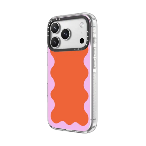 Pink Wavy Border on Orange