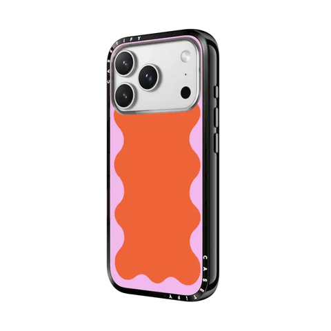Pink Wavy Border on Orange