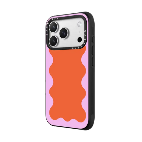 Pink Wavy Border on Orange