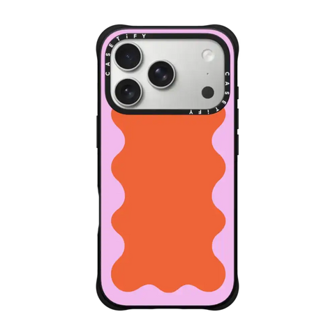 Pink Wavy Border on Orange