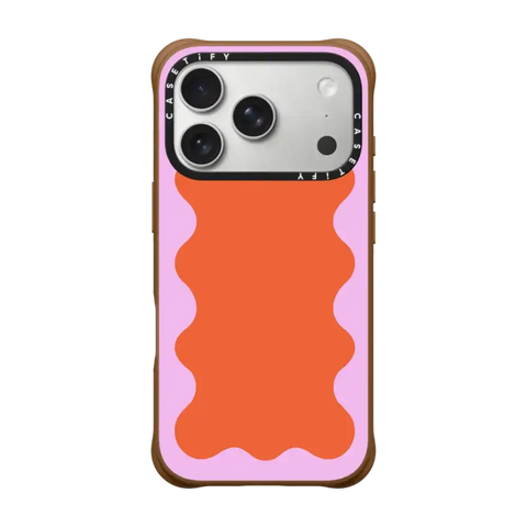 Pink Wavy Border on Orange