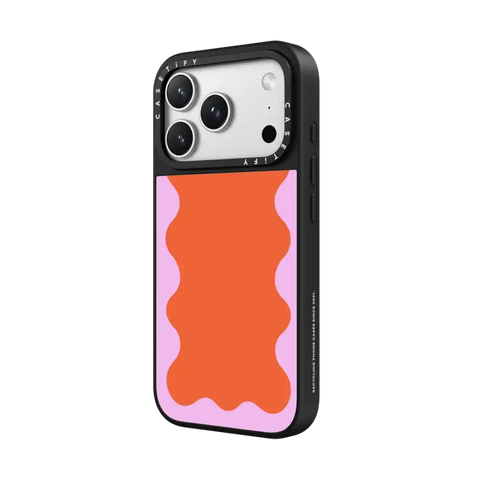 Pink Wavy Border on Orange