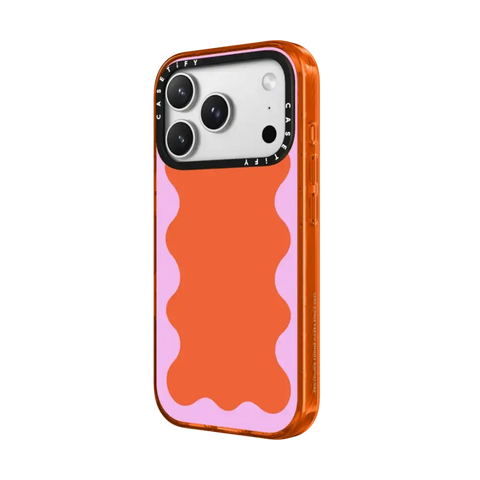 Pink Wavy Border on Orange