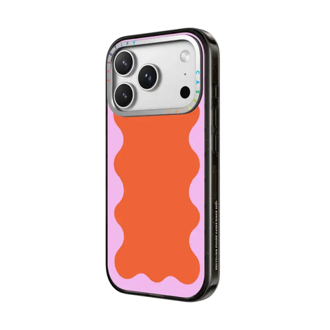 Pink Wavy Border on Orange