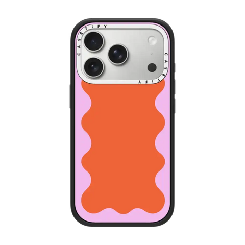Pink Wavy Border on Orange