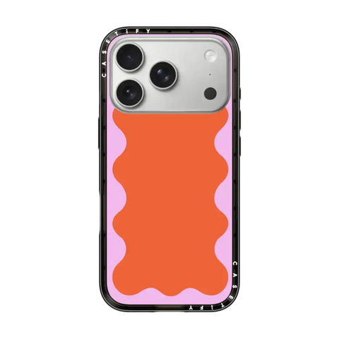 Pink Wavy Border on Orange