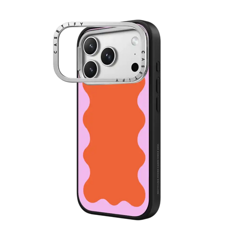 Pink Wavy Border on Orange