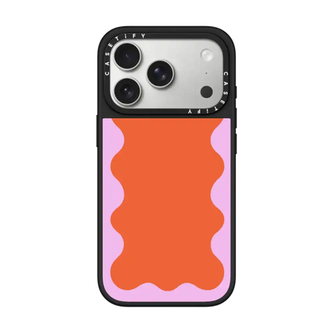 Pink Wavy Border on Orange